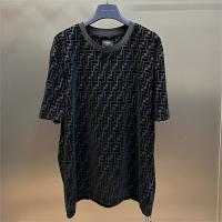 FENDI コピー Ｔシャツ フロッキング加工 FFロゴ モノグラム 立体感 フェンディ