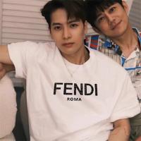 フェンディ 偽物 Ｔシャツ 貼り付け ロゴ 刺繡 純綿生地 FENDI