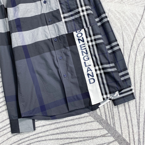 バーバリー スーパーコピー シャツ ロゴプリント パッチワーク チェック コットン BURBERRY