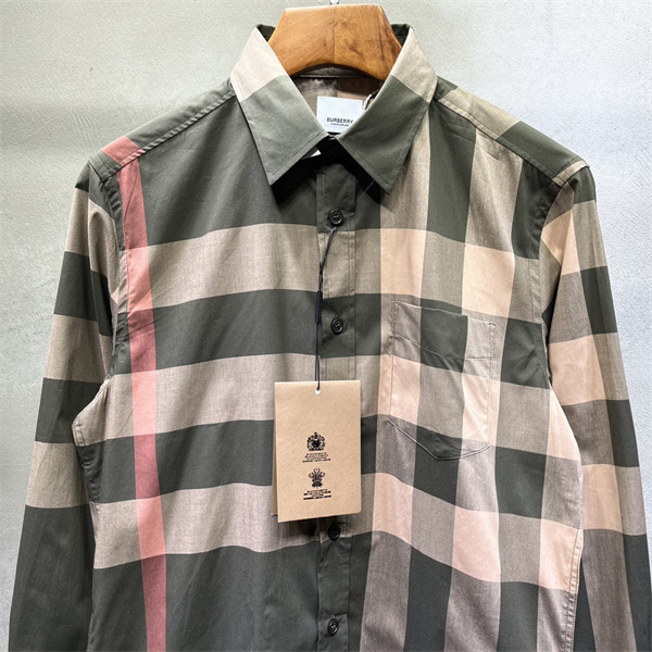 BURBERRY コピー シャツ シルエット チェック コットン 弾力性 バーバリー