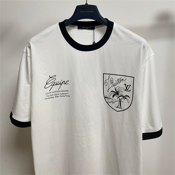 LOUIS VUITTON スーパーコピー Ｔシャツ ヤシ 海の貝殻 純綿素材 ロゴ プリント ルイヴィトン