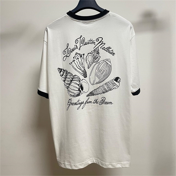 LOUIS VUITTON スーパーコピー Ｔシャツ ヤシ 海の貝殻 純綿素材 ロゴ プリント ルイヴィトン