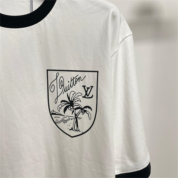 LOUIS VUITTON スーパーコピー Ｔシャツ ヤシ 海の貝殻 純綿素材 ロゴ プリント ルイヴィトン