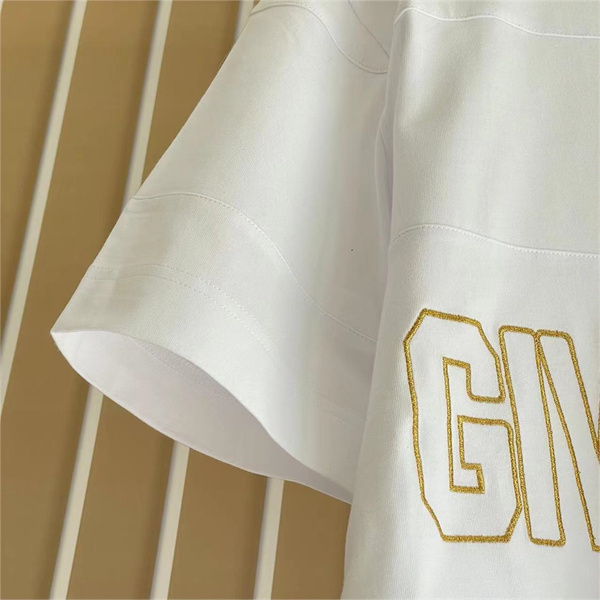 GIVENCHY スーパーコピー Tシャツ ゴールドライン ロゴ 刺繡 綿 ジバンシィ