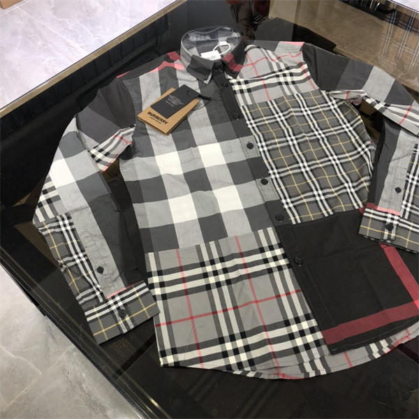バーバリー スーパーコピー シャツ パネルデザイン メンズ チェック柄 BURBERRY