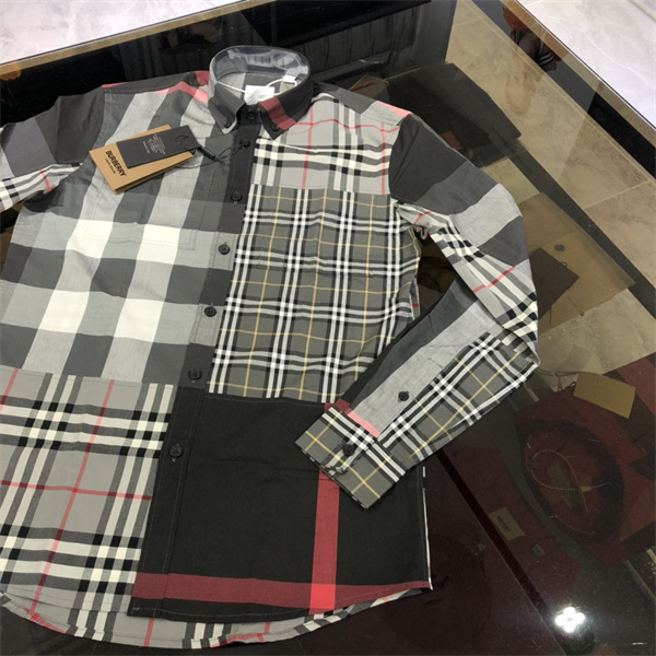 バーバリー スーパーコピー シャツ パネルデザイン メンズ チェック柄 BURBERRY