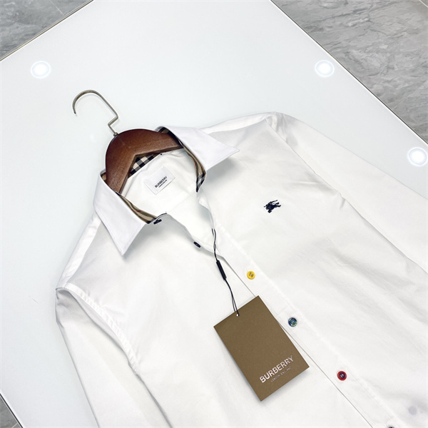 バーバリー スーパーコピー シャツ チェック柄 カラフル ボタン 刺繍 ロゴ ロングスリーブ BURBERRY
