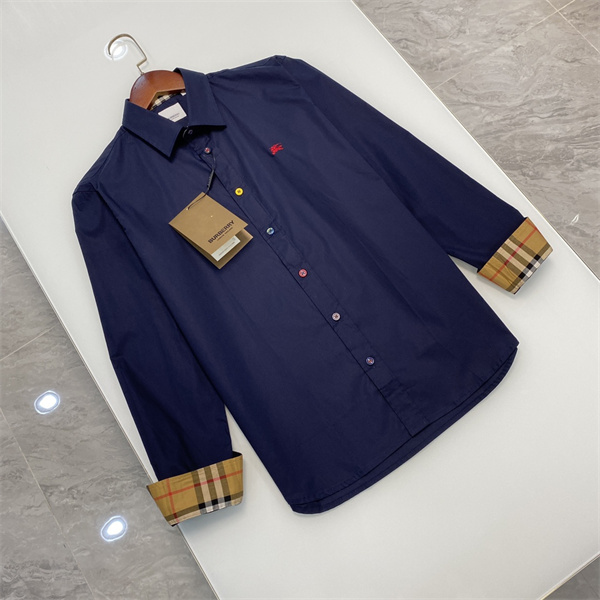 バーバリー スーパーコピー シャツ チェック柄 カラフル ボタン 刺繍 ロゴ ロングスリーブ BURBERRY