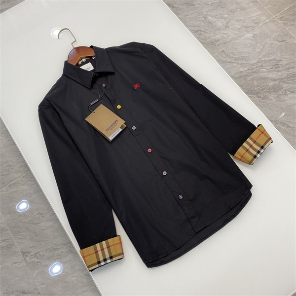 バーバリー スーパーコピー シャツ チェック柄 カラフル ボタン 刺繍 ロゴ ロングスリーブ BURBERRY