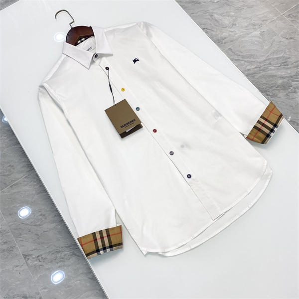 バーバリー スーパーコピー シャツ チェック柄 カラフル ボタン 刺繍 ロゴ ロングスリーブ BURBERRY