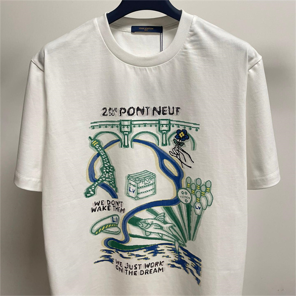 LOUIS VUITTON スーパーコピー Ｔシャツ ロゴ プリント 純綿 ユニセックス オーバーサイズ ルイヴィトン