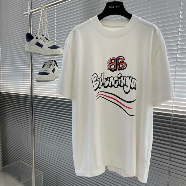 BALENCIAGA コピー Ｔシャツ レザー ロゴ 立体感 100%コットン ユニセックス バレンシアガ 