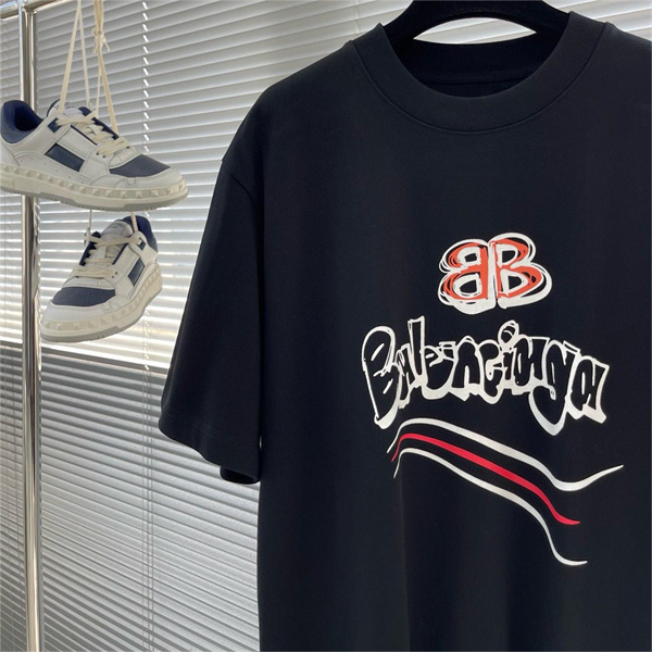 BALENCIAGA コピー Ｔシャツ レザー ロゴ 立体感 100%コットン ユニセックス バレンシアガ 
