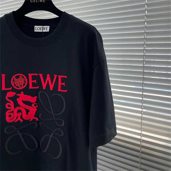 LOEWE コピー Tシャツ 龍 ロゴ 立体感 ユニセックス 2色 純綿 ロエベ 