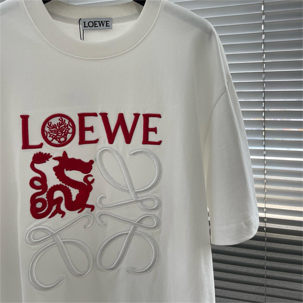 LOEWE コピー Tシャツ 龍 ロゴ 立体感 ユニセックス 2色 純綿 ロエベ 