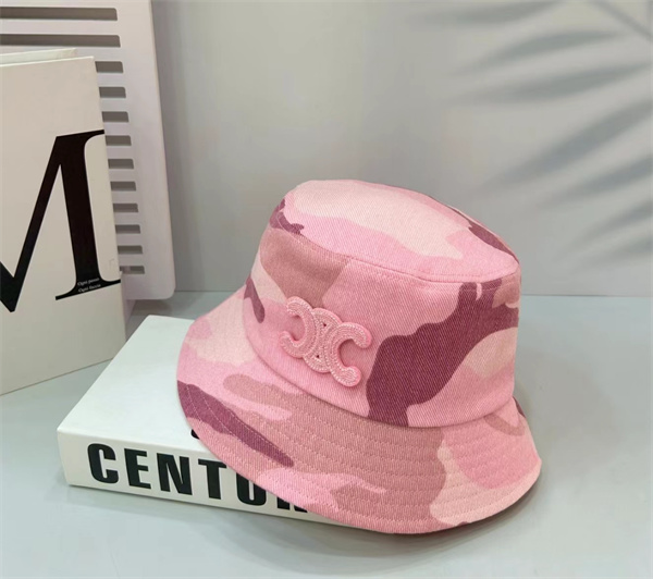 セリーヌ 偽物 バケットハット 迷彩 100％コットン トリオンフパッチ ロゴ CELINE キャップ ピンク