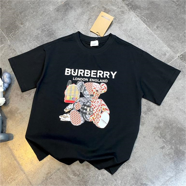 バーバリー スーパーコピー Ｔシャツ くま プリント 縫いぐるみ 可愛い ユニセックス 2色 BURBERRY