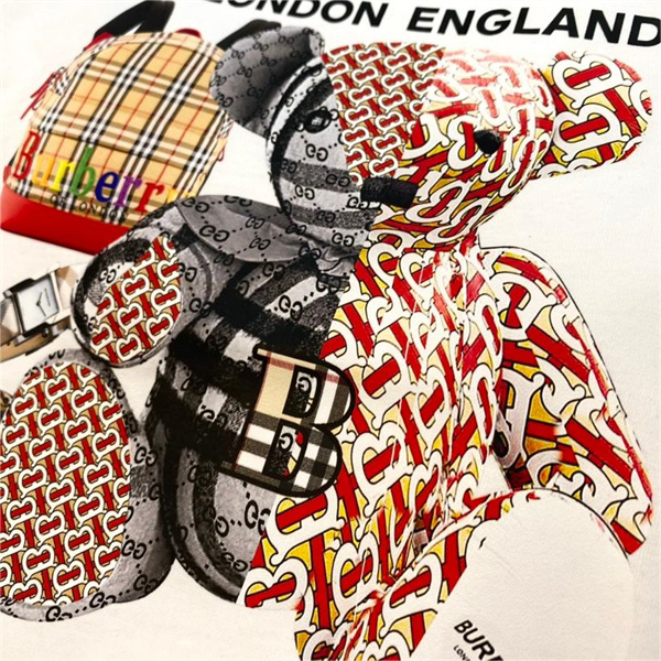 バーバリー スーパーコピー Ｔシャツ くま プリント 縫いぐるみ 可愛い ユニセックス 2色 BURBERRY