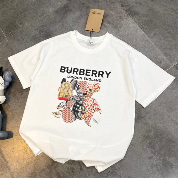 バーバリー スーパーコピー Ｔシャツ くま プリント 縫いぐるみ 可愛い ユニセックス 2色 BURBERRY
