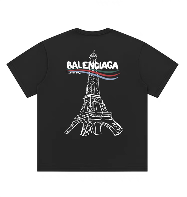 BALENCIAGA コピー Ｔシャツ エッフェル塔 キャンペーン ロゴ プリント バレンシアガ