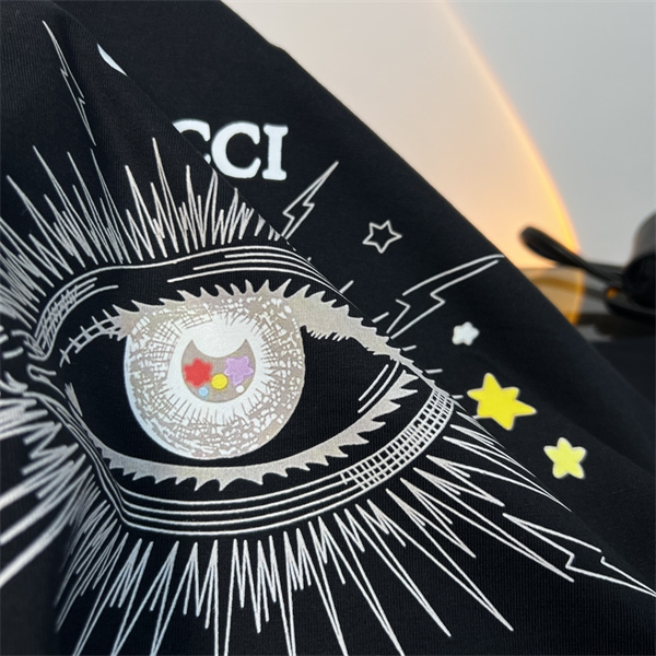 GUCCI スーパーコピー Tシャツ 悪魔の目 ロゴ プリント 100%コットン ユニセックス ゆったり