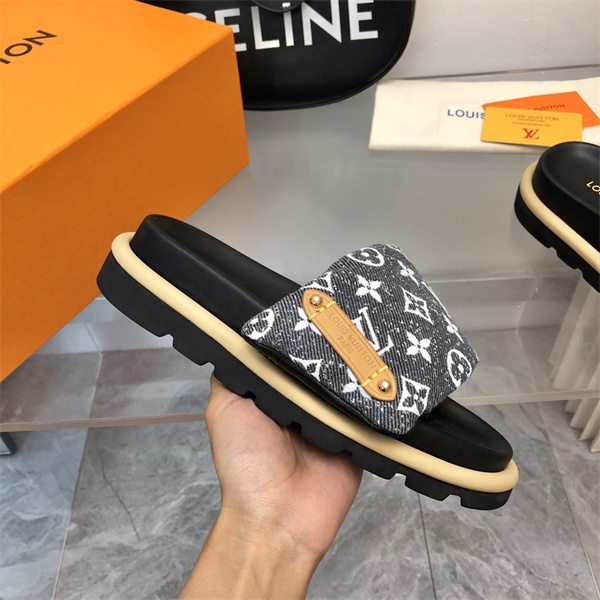 【1ACJZ6】ルイヴィトン コピー サンダル モノグラム ロゴ フラット ミュール ユニセックス LOUIS VUITTON 