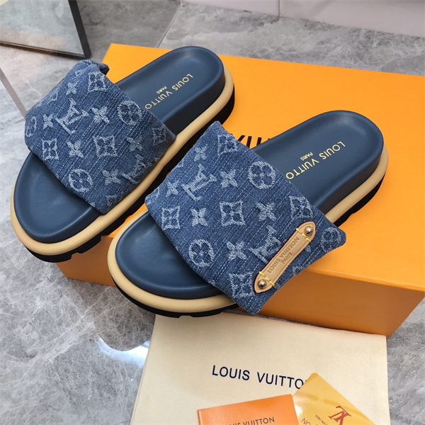 【1ACJZ6】ルイヴィトン コピー サンダル モノグラム ロゴ フラット ミュール ユニセックス LOUIS VUITTON 