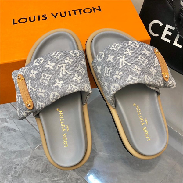 【1ACJZ6】ルイヴィトン コピー サンダル モノグラム ロゴ フラット ミュール ユニセックス LOUIS VUITTON 