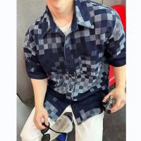 LOUIS VUITTON コピー シャツ SALT PRINT ダミエロゴ デニム 綿 ゆったり ルイヴィトン