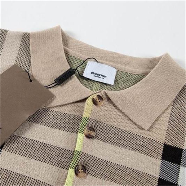 BURBERRY コピー ポロシャツ チェック柄 ニット ジャカード 柔らかい手触り バーバリー