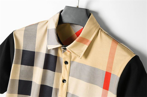 バーバリー スーパーコピー ポロシャツ チェック柄 パネルデザイン BURBERRY
