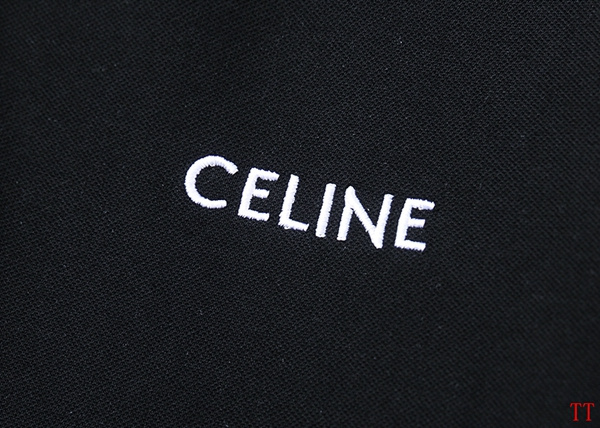 セリーヌ 偽物 ポロシャツ 刺繡 英字ロゴ 2色 シンプル 人気 おすすめ CELINE