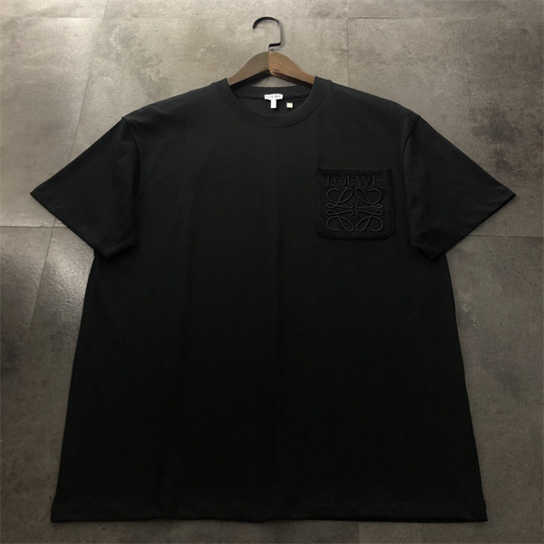 ロエベ コピー Tシャツ カジュアル クラインブルー ロゴ エンボス 立体感 ユニセックス クルーネック