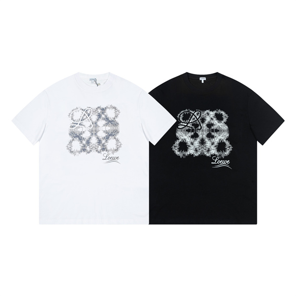 LOEWE コピー Tシャツ プリント柄 いばら 柄 Anagram アナグラム ロゴ ゆったり ロエベ