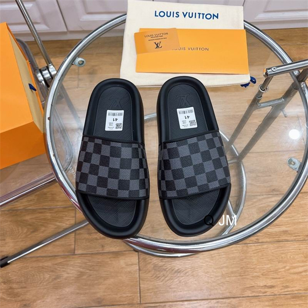 ルイヴィトン コピー サンダル ダミエロゴ 2色 厚底 デザイン おしゃれ 柔軟 滑り止め LOUIS VUITTON 