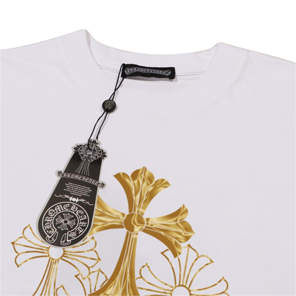 クロムハーツ 偽物 Tシャツ シンプル ゴールド ロゴ 柔らかい 快適 通気性 軽量 ユニーク CHROME HEARTS 