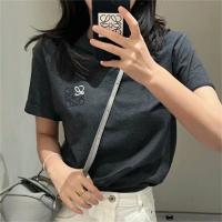 ロエベ スーパーコピー Tシャツ 通気性の良い 刺繡 ロゴ グレー ゆったり LOEWE