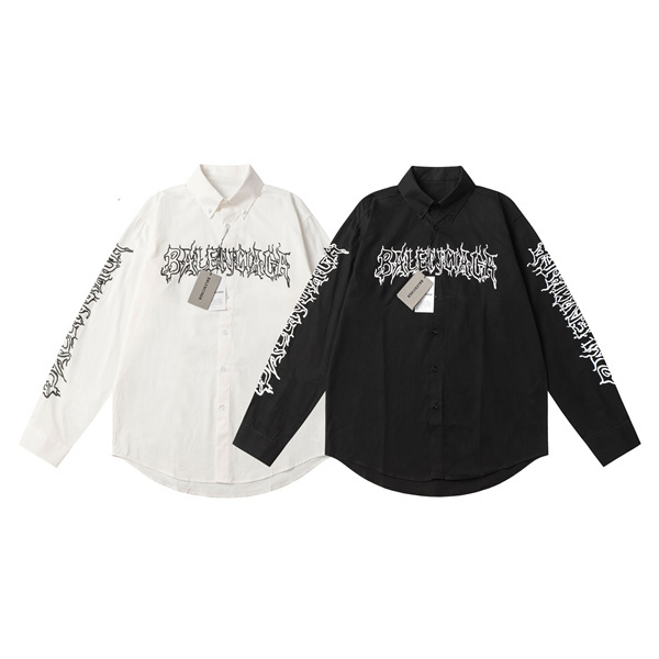 BALENCIAGA スーパーコピー シャツ ロゴ プリント ゆったり ユニセックス 2色 バレンシアガ