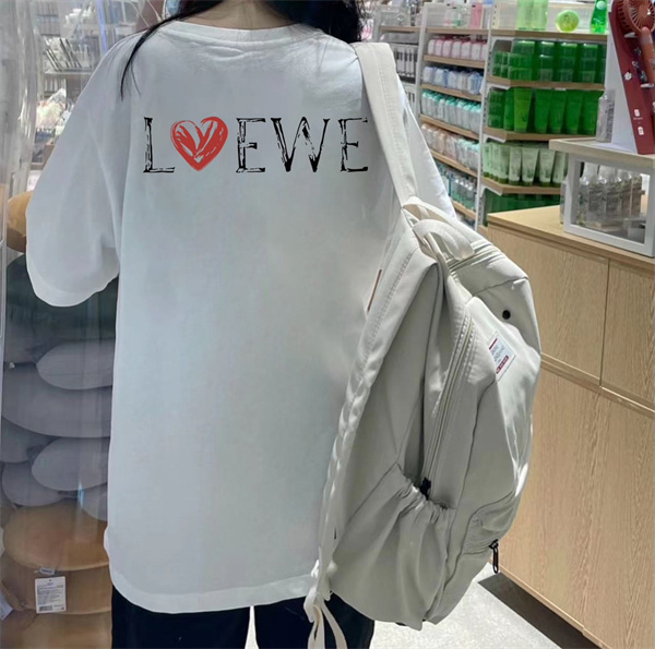 LOEWE コピー Ｔシャツ リラックス スタイリッシュ 純綿素材 クルーネック ハート ロゴ シンプル ロエベ 