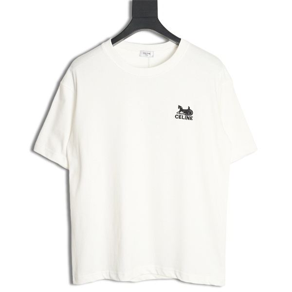 セリーヌ スーパーコピー Ｔシャツ 馬車柄 ブランドロゴ クラシック エレガント 純綿素材 CELINE