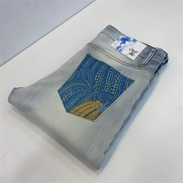 草間彌生ｘLOUIS VUITTON スーパーコピー ジーンズ カボチャ柄  コラボレーション レトロ レザーロゴ ルイヴィトン