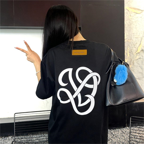 LOUIS VUITTON コピー Ｔシャツ 貝殻イラスト ロゴ プリント 水彩風 サイン ルイヴィトン