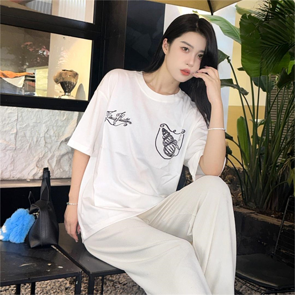 LOUIS VUITTON コピー Ｔシャツ 貝殻イラスト ロゴ プリント 水彩風 サイン ルイヴィトン