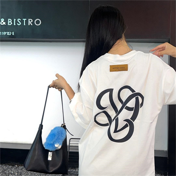 LOUIS VUITTON コピー Ｔシャツ 貝殻イラスト ロゴ プリント 水彩風 サイン ルイヴィトン