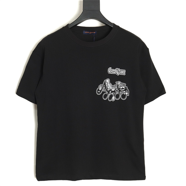 LOUIS VUITTON コピー Ｔシャツ バンド シリーズ ロゴ プリント ルイヴィトン