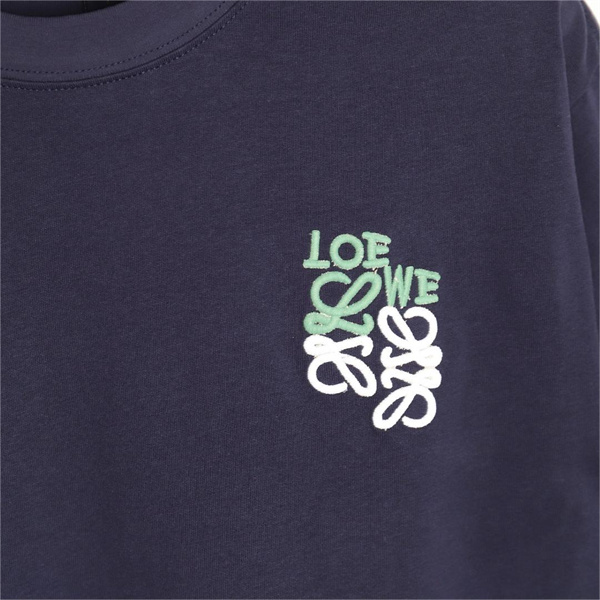 ロエベ 偽物 Tシャツ 刺繍 ロゴ パネルデザイン ユニセックス 100％コットン 通気性 LOEWE