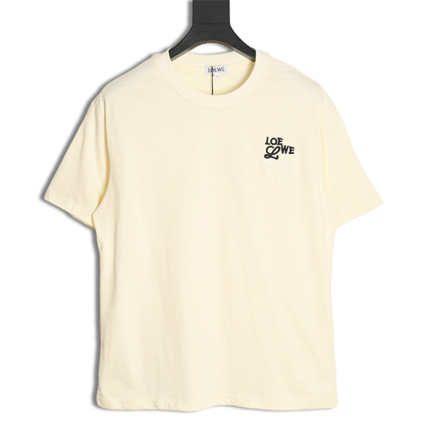 ロエベ 偽物 Tシャツ 刺繍 ロゴ パネルデザイン ユニセックス 100％コットン 通気性 LOEWE