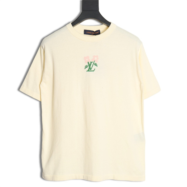 LOUIS VUITTON スーパーコピー Ｔシャツ コットン 花柄 クルーネックTシャツ コラボ ルイヴィトン