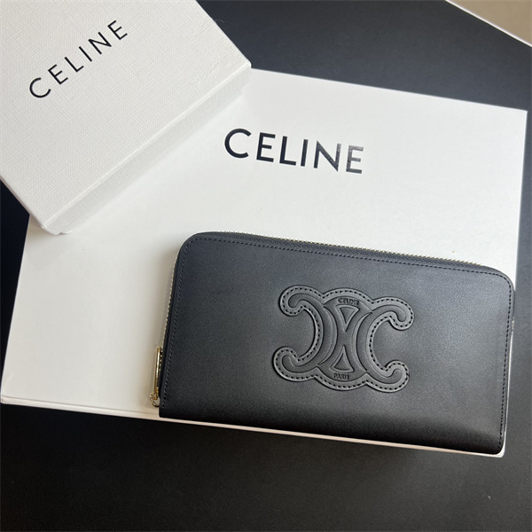 セリーヌ スーパー コピー 財布 カーフスキン トリオンフ ロゴ ファスナー カード収納 CELINE