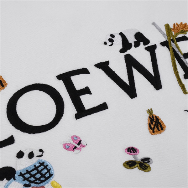 Suna Fujita×ロエベ スーパーコピー Tシャツ パンダ 刺繍 ロゴ コラボ 純綿素材 2色 LOEWE